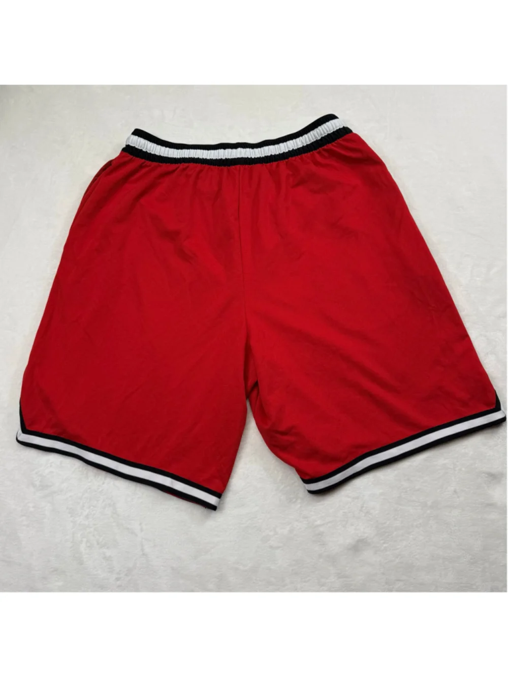 Men's Nike Dri-Fit Red Athletic Basketball Shorts XXL Black White Zipper Pocket
